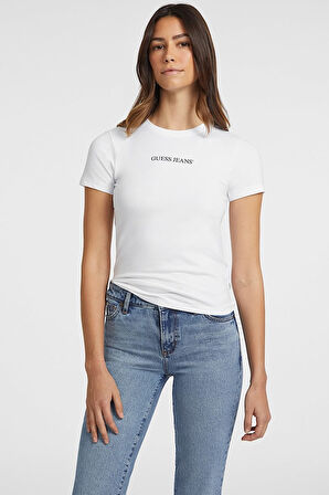 Kadın GJ SS CN Slim Logo Baskılı T-Shirt - Beyaz | L
