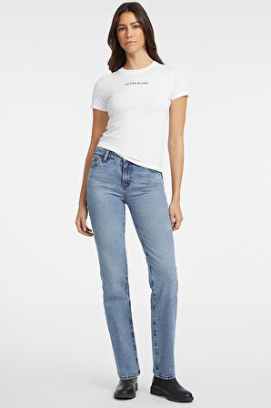 Kadın GJ SS CN Slim Logo Baskılı T-Shirt - Beyaz | L