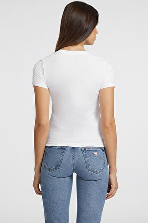 Kadın GJ SS CN Slim Logo Baskılı T-Shirt - Beyaz | L