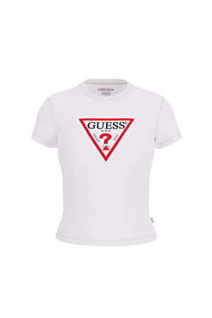 Kadın Gj SS CN Slim Iconic T-Shirt - Beyaz | S