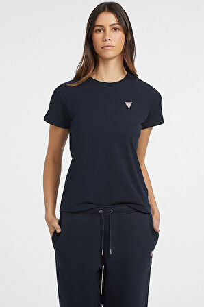 Kadın GJ SS CN Mini Üçgen Logolu T-Shirt - Lacivert | S