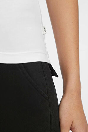 Guess Kadın  Mini  Beyaz V Yaka T-Shirt