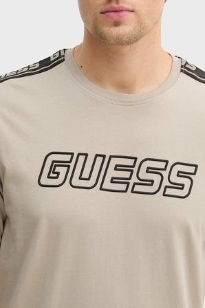 Guess Arlo Cn Pamuklu Regular Fit Logolu Bisiklet Yaka T Shirt Z4GI18J1314 Erkek T SHİRT Z4GI18 J1314 G1CA BEJ