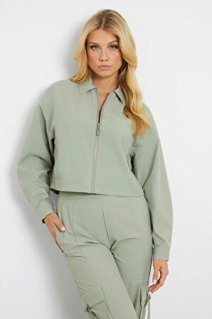Guess Kadın Regular Fit Haki Naylon Ceket