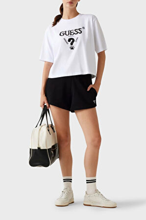 Guess Aurélie Kadın Beyaz Aktif Boxy Fit T-Shirt V4YI06I3Z14-G011