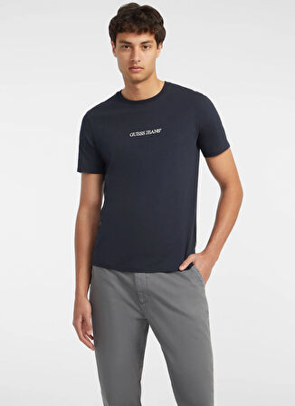 Guess Jeans Bisiklet Yaka Desenli Lacivert Erkek T-Shirt M4YI52K8HM0A71W GJ SS CN SLIM LOGO