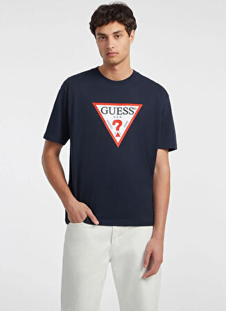 Guess Jeans Bisiklet Yaka Desenli Lacivert Erkek T-Shirt M4YI45K8FQ4A71W GJ SS CN OS ICONIC