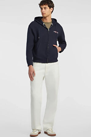 Erkek GJ ZIP Fermuarlı Kapüşonlu Sweatshirt - Lacivert | L