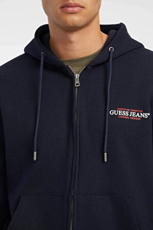 Erkek GJ ZIP Fermuarlı Kapüşonlu Sweatshirt - Lacivert | L