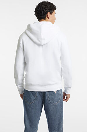 Erkek Fermuarlı Sweatshirt - Beyaz | L