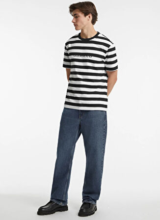 Guess Jeans Bisiklet Yaka Siyah Erkek T-Shirt M4YI84K9XF1S052 GJ SS CN REG STRIPE