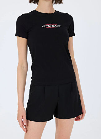 Siyah Kadın Yuvarlak Yaka Slim Fit T-Shirt GJ SS CN SLIM AMERIC - MID ORGANIC