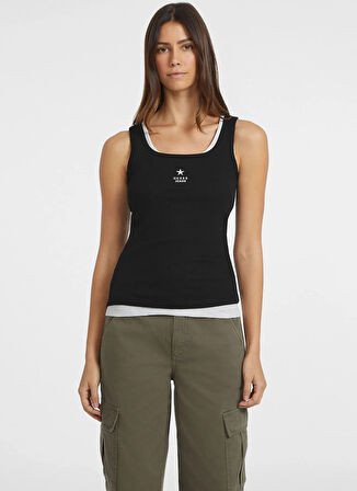 Guess Jeans Kare Yaka Baskılı Siyah Kadın T-Shirt Guess Jeans Kadın Top