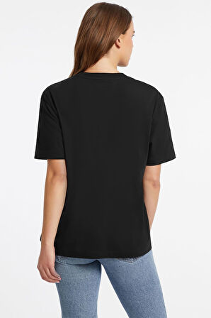 Kadın Gj İconic Logo T-Shirt - Siyah | L