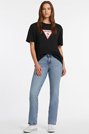 Kadın Gj İconic Logo T-Shirt - Siyah | L