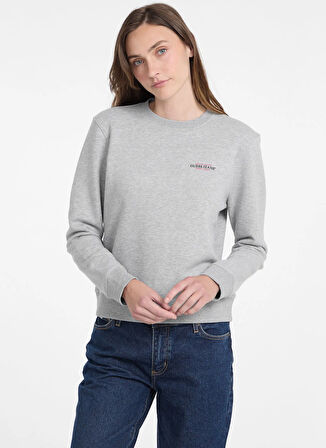 Guess Jeans Yuvarlak Yaka Baskılı Gri Kadın Sweatshırt Gj Cn Reg Kadın Sweatshirt