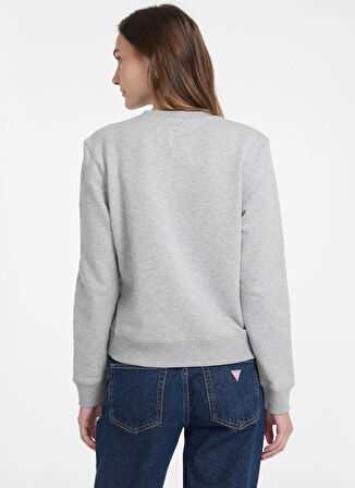 Guess Jeans Yuvarlak Yaka Baskılı Gri Kadın Sweatshırt Gj Cn Reg Kadın Sweatshirt