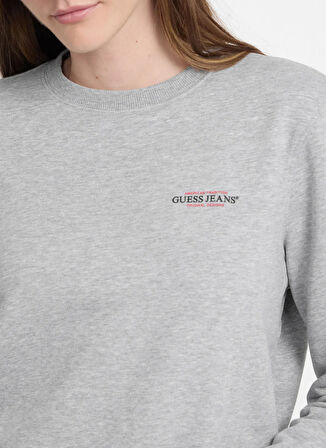 Guess Jeans Yuvarlak Yaka Baskılı Gri Kadın Sweatshırt Gj Cn Reg Kadın Sweatshirt