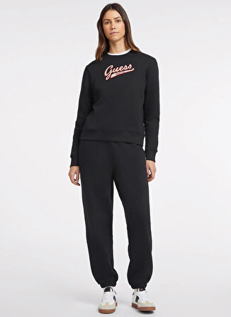 Siyah Kadın Bisiklet Yaka Normal Kalıp Desenli Sweatshirt GJ CN REG GUESS J SC - ORGANIC CO/P