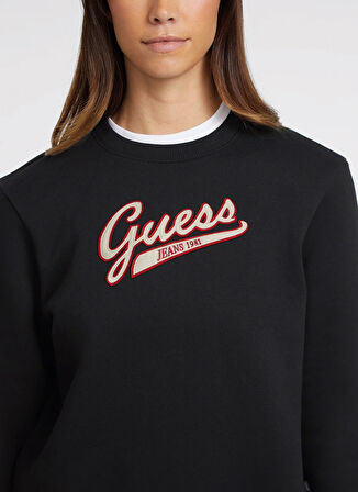 Siyah Kadın Bisiklet Yaka Normal Kalıp Desenli Sweatshirt GJ CN REG GUESS J SC - ORGANIC CO/P