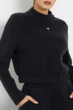 Guess Olympe Kadın Siyah Aktif Modal Karışımlı Scuba Sweatshirt V4YQ05KCAY2-JBLK