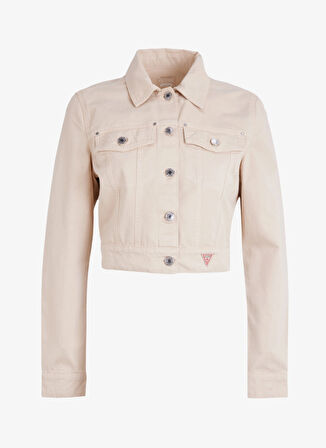 Guess Normal Beyaz Kadın Ceket OLIVIA CROP JACKET - CO IDOL WHITE