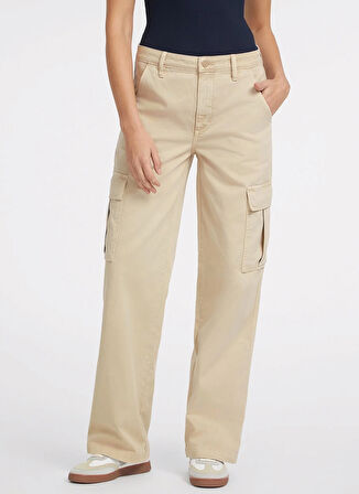 Guess Jeans Normal Bel Rahat Krem Kadın Pantolon GJ CARGO CHINO - ECO ORG CO CLASSIC