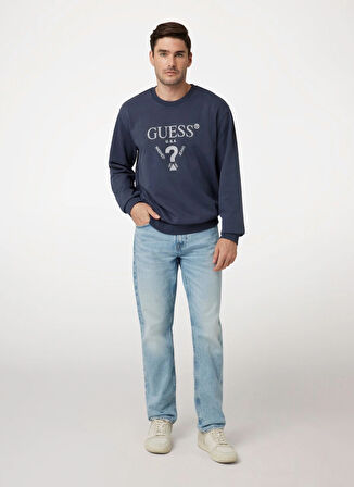 Guess Lacivert Erkek Sweatshırt M4YQ07KBY51G7V2 TREATED TRIANGLE CN