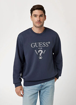 Guess Lacivert Erkek Sweatshırt M4YQ07KBY51G7V2 TREATED TRIANGLE CN