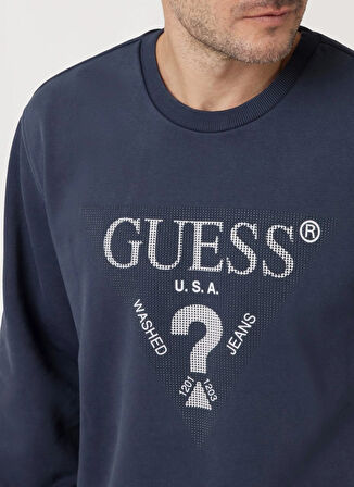 Guess Lacivert Erkek Sweatshırt M4YQ07KBY51G7V2 TREATED TRIANGLE CN