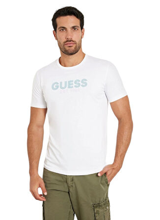 Guess Beyaz Erkek T-Shirt M4YI30J1314G011 SS CN CLASSIC DESIG