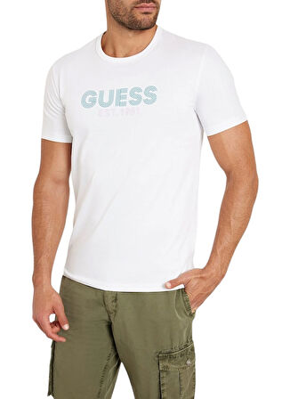 Guess Beyaz Erkek T-Shirt M4YI30J1314G011 SS CN CLASSIC DESIG