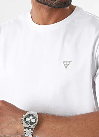 Guess Beyaz Erkek T-Shirt SS CN PATCH TEE ORGANIC HEAVY