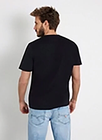 Guess Siyah Erkek T-Shirt SS CN PATCH TEE ORGANIC HEAVY