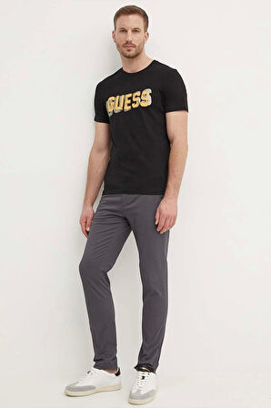 Guess Erkek Siyah Önü Logolu T-Shirt