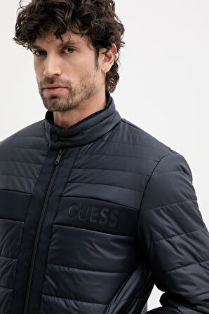 Erkek Quilted Biker Ceket - Lacivert | S