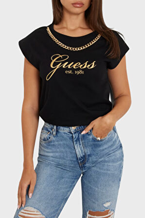 Guess Bayan T Shirt W4YI16 I3Z14 JBLK