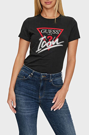 Guess Bayan T Shirt W4YI32 I3Z14 JBLK