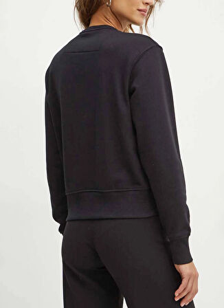 Guess Bisiklet Yaka Desenli Siyah Kadın Sweatshırt CN ORIGINAL FLEECE - ORG COTT/POLY