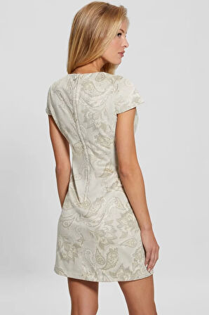 Guess Kadın Bodycon Şal Desenli Suni Süet Mini Elbise