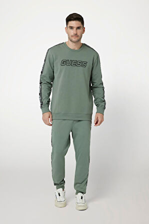 Erkek ARLO CN Kolları Şeritli Önde Logo Sweatshirt - Yeşil | M