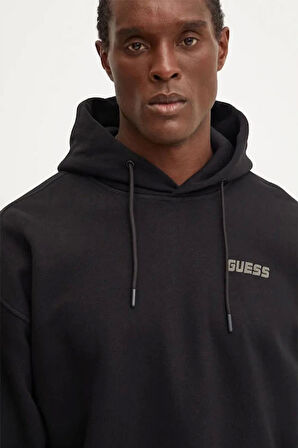 Guess Erkek Logolu Siyah Sweatshirt