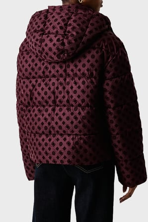 Guess New Daisy Suya Dayanıklı 4G Logolu Kapüşonlu Mont W6BL56W4195 Kadın MONT W6BL56 W4195 G596 BORDO