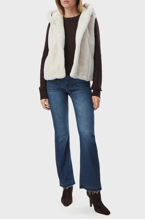 Guess Sl Sophy Yumuşak Dokulu Kapüşonlu Astarlı Peluş Yelek W5BL99WDCH0 Kadın YELEK W5BL99 WDCH0 G9L9 EKRU