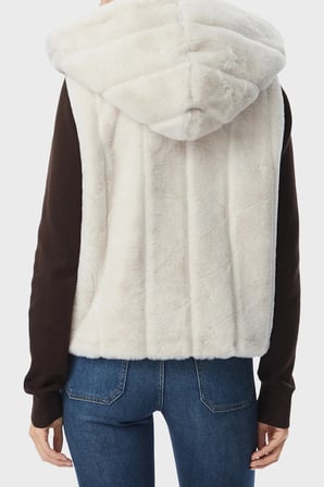 Guess Sl Sophy Yumuşak Dokulu Kapüşonlu Astarlı Peluş Yelek W5BL99WDCH0 Kadın YELEK W5BL99 WDCH0 G9L9 EKRU