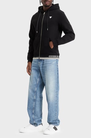 Guess Ls Classic Pamuklu Kapüşonlu Yaka Fermuarlı Sweat M6BQ48K6168 Erkek SWEAT M6BQ48 K6168 JBLK SİYAH