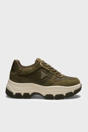 Guess Beneto Logolu Deri Sneaker Ayakkabı FLFB2EESU12 Kadın AYAKKABI FLFB2E ESU12 OLIVE Olive