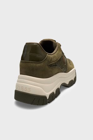 Guess Beneto Logolu Deri Sneaker Ayakkabı FLFB2EESU12 Kadın AYAKKABI FLFB2E ESU12 OLIVE Olive