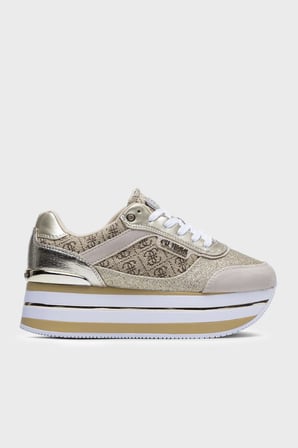 Guess Hansin 4G Logolu Kalın Tabanlı Sneaker FL5HNSFAL12 Bayan AYAKKABI FL5HNS FAL12 BEIBR KAHVE-GOLD