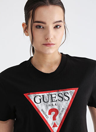 Guess Bisiklet Yaka Siyah Kadın T-Shirt W2BI69K8FQ1JBLK